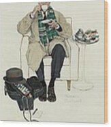 Doctor Relaxing With Tea Wood Print