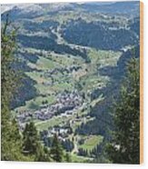 Dolomite Mountain Village Wood Print