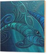 Dolphin Rua Wood Print