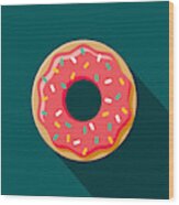 Donut Flat Design Coffee & Tea Icon Wood Print