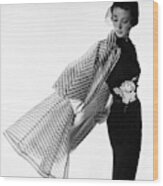 Dorian Leigh Wearing A Bonnie Cashin Dress Wood Print