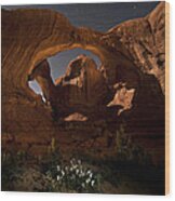 Double Arch In The Moonlight Wood Print