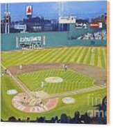Double Play In Fenway Wood Print