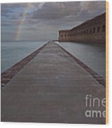Double Rainbow Over Fort Jefferson Wood Print