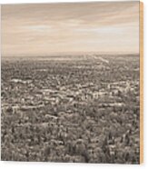 Downtown Boulder Colorado Morning Sepia View Wood Print