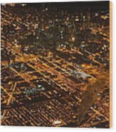 Downtown Chicago At Night Wood Print