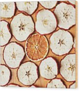 Dried Orange And Apple Slices Wood Print
