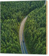 Driving Through Forest - Aerial View Wood Print