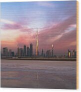 Dubai Skyline Wood Print