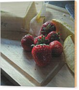 Cheese And Fruit Wood Print