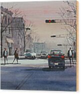 Dusk On Main Street - Fond Du Lac Wood Print