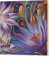 Dynamic Floral Fantasy Wood Print