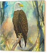 Eagle In Abstract Wood Print