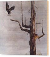 Eagle with Snag Wood Print