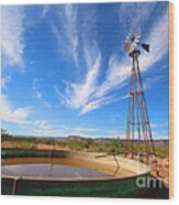 East New Mexico Windmill Wood Print