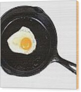 Egg In The Frying Pan Wood Print