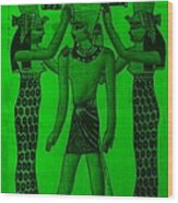 Pharaoh Atem Green Wood Print