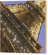 Eiffel Tower And Purple Sky Wood Print