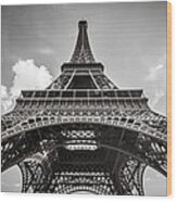 Eiffel Tower Paris In Black And White Wood Print