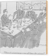 Eight Men Sit Around A Conference Table Wood Print