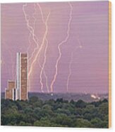 Electric Night - Cityplex Towers - Tulsa Oklahoma Wood Print