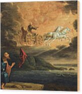 Elijah Taken Up Into Heaven In The Chariot Of Fire Wood Print