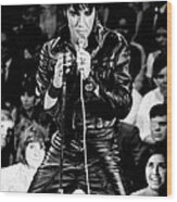 Elvis Presley In Leather Suit Wood Print