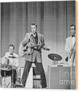 Elvis Presley With D.j. Fontana And Bill Black 1956 Wood Print