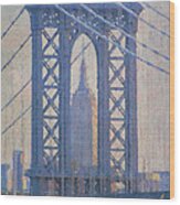 Empire State Building Through The Manhattan Bridge Wood Print