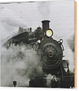 Engine Number 40 Making Steam Pulling Into New Hope Passenger Train Terminal Wood Print
