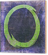 Enso No. 108 Green On Purple Wood Print