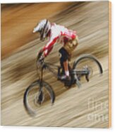 Extreme Downhill Cycling Wood Print