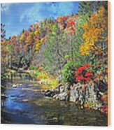 Fall Along The Linville River Wood Print