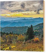 Fall At Cowee Mountains Overlook Wood Print