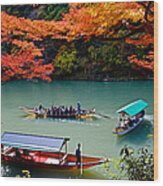 Fall Color Viewing By Boating Wood Print
