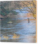 Fall Fly Fisherman Wood Print