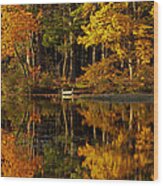 Fall Foliage Dock Wood Print