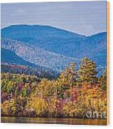 Fall Foliage On Kezar Lake Wood Print