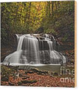 Fall Photo Of Upper Waterfall On Holly River Wood Print