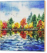 Fall Reflections Wood Print