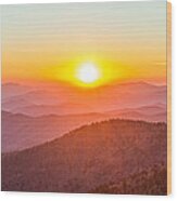 Fantastic Sunset In The Great Smoky Mountains Wood Print