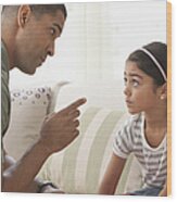 Father Giving Daughter Lecture Wood Print