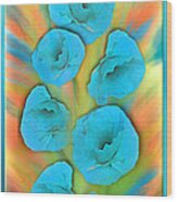 Feathered Turquoise Poppies Wood Print