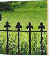 Fence And Cross Wood Print