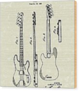 Fender Bass Guitar 1953 Patent Art Wood Print