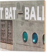 Fenway Park At Bat - Ball Scoreboard Wood Print