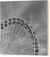 Ferris Wheel Black And White Wood Print