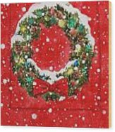 Festive Wreath Wood Print