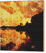 Fiery Sunset Wood Print