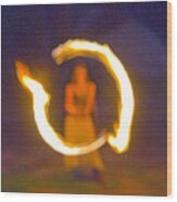 Fire Twirler Alone Wood Print